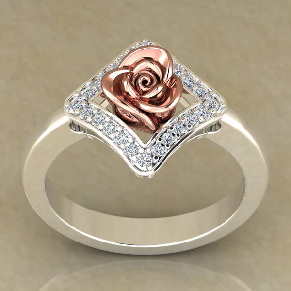 Round Moissanite Diamond Rose Shape Engagement Ring, Moissanite Diamond Engagement Ring, Sterling Silver Wedding Ring For Bridal, Solid Gold Anniversary Ring Gift For Her