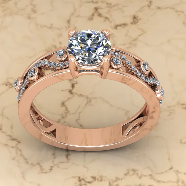 Round Cut Moissanite Solitaire Diamond Vintage Engagement Ring, Moissanite Wedding Ring, Silver Moissanite Diamond Women Ring, Proposal Gold Ring For Her