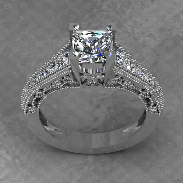 Princess Cut Moissanite Solitaire Diamond Vintage Engagement Ring, Moissanite Wedding Ring, Silver Moissanite Diamond Women Ring, Proposal Gold Ring For Her