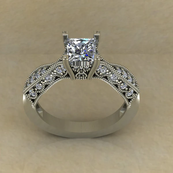 Princess Cut Moissanite Solitaire Diamond Vintage Engagement Ring, Moissanite Wedding Ring, Silver Moissanite Diamond Women Ring, Proposal Gold Ring For Her