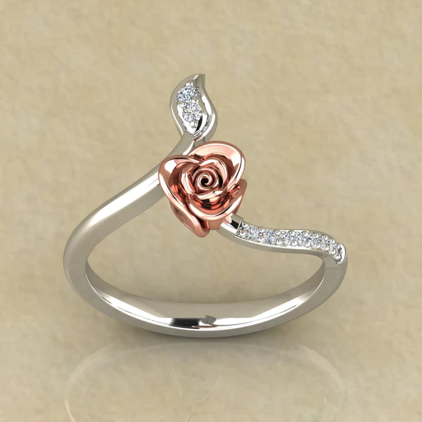 Round Moissanite Diamond Rose Shape Engagement Ring, Moissanite Diamond Engagement Ring, Sterling Silver Wedding Ring For Bridal, Solid Gold Anniversary Ring Gift For Her