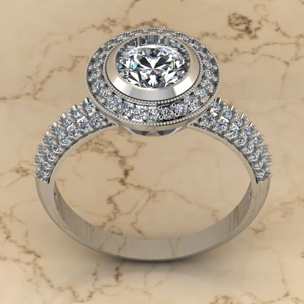 Round Moissanite Halo Diamond Vintage Engagement Ring, Moissanite Wedding Ring, Silver Moissanite Diamond Women Ring, Proposal Gold Ring For Her