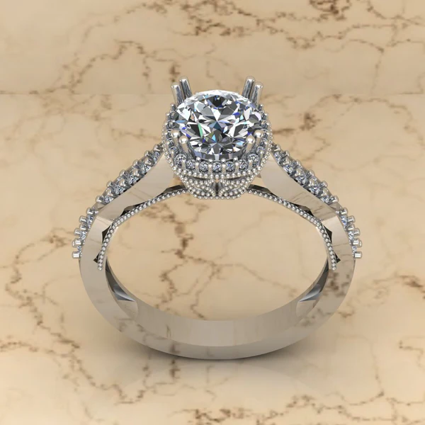 Round Moissanite Halo Diamond Vintage Engagement Ring, Moissanite Wedding Ring, Silver Moissanite Diamond Women Ring, Proposal Gold Ring For Her