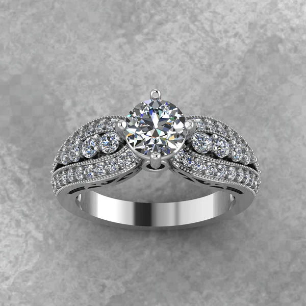 Round Moissanite Solitaire Diamond Vintage Engagement Ring, Moissanite Wedding Ring, Silver Moissanite Diamond Women Ring, Proposal Gold Ring For Her