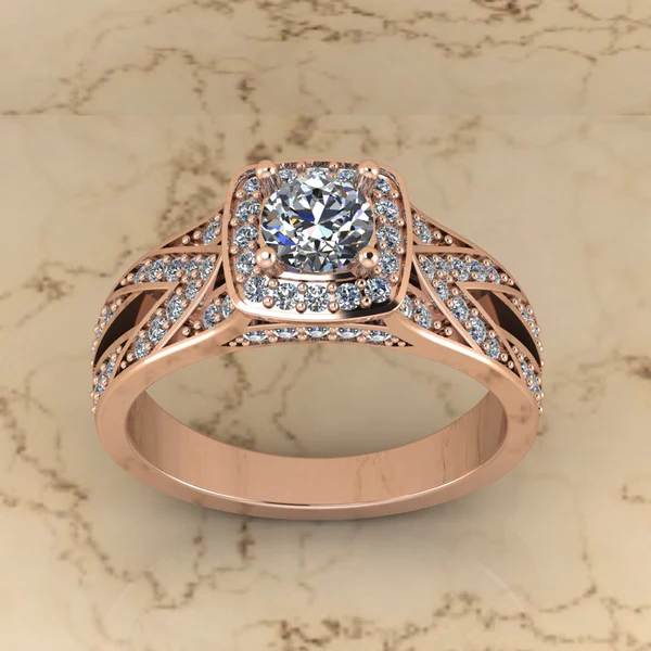 Round Cut Moissanite Halo Diamond Vintage Engagement Ring, Moissanite Wedding Ring, Silver Moissanite Diamond Women Ring, Proposal Gold Ring For Her