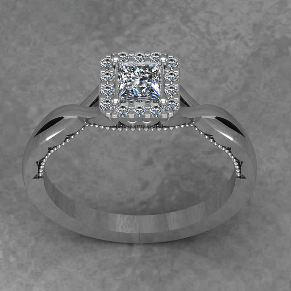 Princess Cut Moissanite Halo Diamond Vintage Engagement Ring, Moissanite Wedding Ring, Silver Moissanite Diamond Women Ring, Proposal Gold Ring For Her