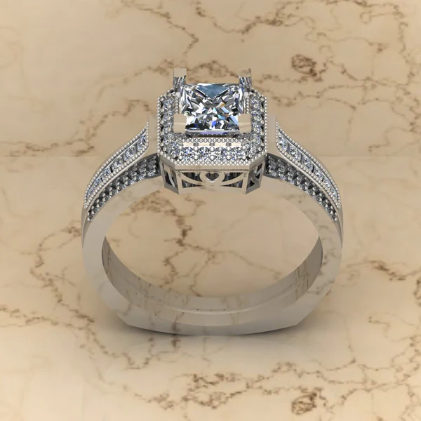 Princess Moissanite Halo Diamond Vintage Engagement Ring, Moissanite Wedding Ring, Silver Moissanite Diamond Women Ring, Proposal Gold Ring For Her