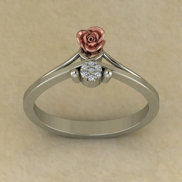 Round Moissanite Diamond Rose Shape Engagement Ring, Moissanite Diamond Engagement Ring, Sterling Silver Wedding Ring For Bridal, Solid Gold Anniversary Ring Gift For Her