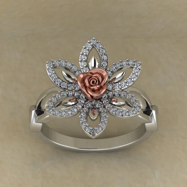 Round Moissanite Diamond Rose Shape Engagement Ring, Moissanite Diamond Engagement Ring, Sterling Silver Wedding Ring For Bridal, Solid Gold Anniversary Ring Gift For Her