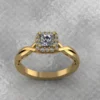 Princess Moissanite Halo Diamond Vintage Engagement Ring, Moissanite Wedding Ring, Silver Moissanite Diamond Women Ring, Proposal Gold Ring For Her