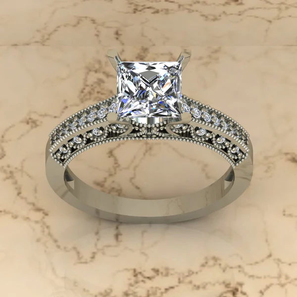 Princess Moissanite Solitaire Diamond Vintage Engagement Ring, Moissanite Wedding Ring, Silver Moissanite Diamond Women Ring, Proposal Gold Ring For Her