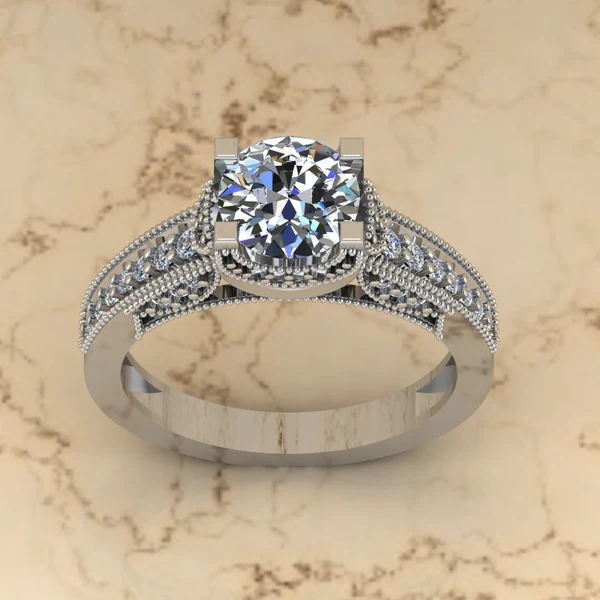 Round Moissanite Solitaire Diamond Vintage Engagement Ring, Moissanite Wedding Ring, Silver Moissanite Diamond Women Ring, Proposal Gold Ring For Her