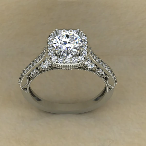 Round Cut Moissanite Halo Diamond Vintage Engagement Ring, Moissanite Wedding Ring, Silver Moissanite Diamond Women Ring, Proposal Gold Ring For Her