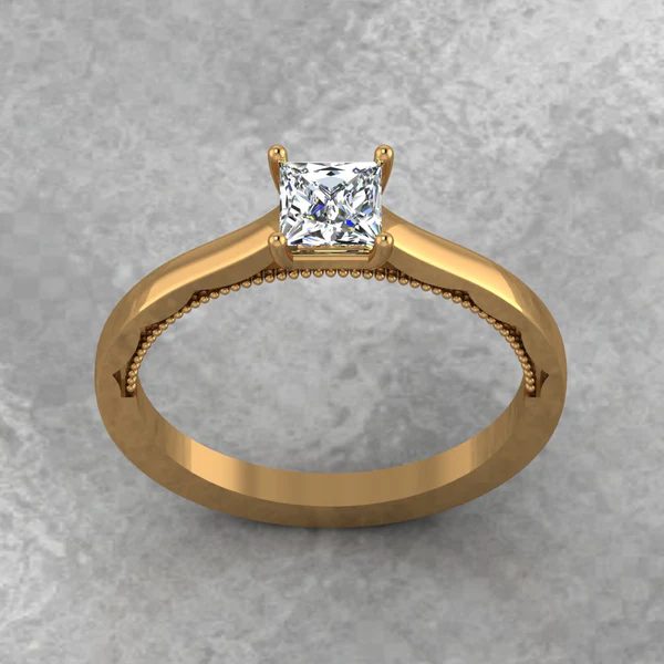 Princess Moissanite Solitaire Diamond Vintage Engagement Ring, Moissanite Wedding Ring, Silver Moissanite Diamond Women Ring, Proposal Gold Ring For Her