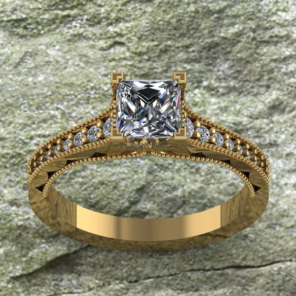 Princess Cut Moissanite Solitaire Diamond Vintage Engagement Ring, Moissanite Wedding Ring, Silver Moissanite Diamond Women Ring, Proposal Gold Ring For Her