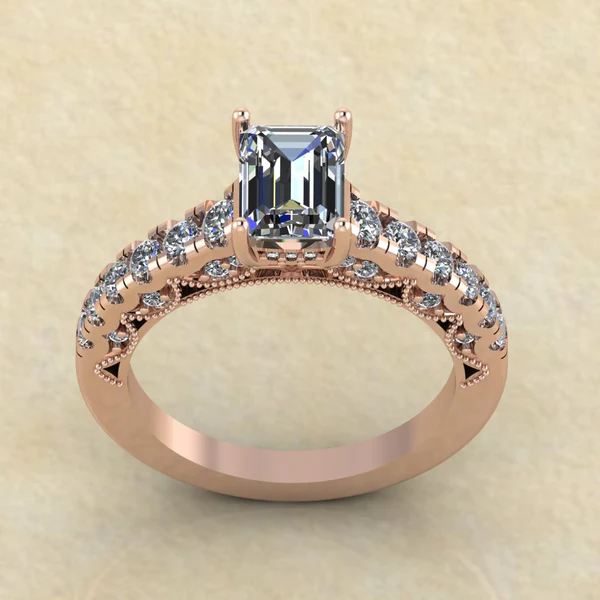 Emerald Cut Moissanite Solitaire Diamond Vintage Engagement Ring, Moissanite Wedding Ring, Silver Moissanite Diamond Women Ring, Proposal Gold Ring For Her