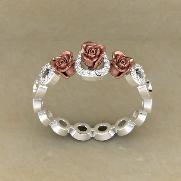 Round Moissanite Diamond Rose Shape Engagement Ring, Moissanite Diamond Engagement Ring, Sterling Silver Wedding Ring For Bridal, Solid Gold Anniversary Ring Gift For Her