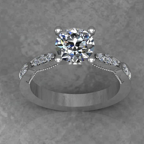 Round Cut Moissanite Solitaire Diamond Vintage Engagement Ring, Moissanite Wedding Ring, Silver Moissanite Diamond Women Ring, Proposal Gold Ring For Her