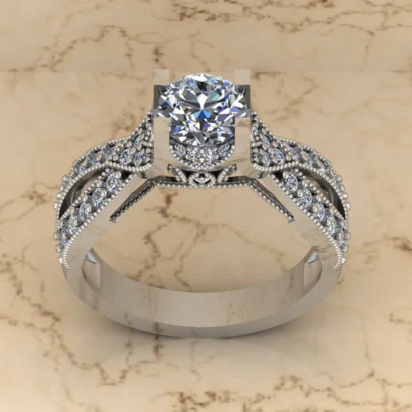 Round Moissanite Solitaire Diamond Vintage Engagement Ring, Moissanite Wedding Ring, Silver Moissanite Diamond Women Ring, Proposal Gold Ring For Her