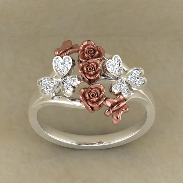 05_964005c9-6800-4f40-87e1-10eb29aad24a_600x600 Round Moissanite Diamond Rose Shape Engagement Ring, Moissanite Diamond Engagement Ring, Sterling Silver Wedding Ring For Bridal, Solid Gold Anniversary Ring Gift For Her