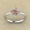 Round Moissanite Diamond Rose Shape Engagement Ring, Moissanite Diamond Engagement Ring, Sterling Silver Wedding Ring For Bridal, Solid Gold Anniversary Ring Gift For Her