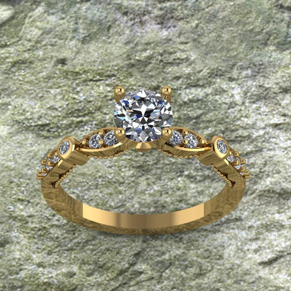 Round Cut Moissanite Solitaire Diamond Vintage Engagement Ring, Moissanite Wedding Ring, Silver Moissanite Diamond Women Ring, Proposal Gold Ring For Her