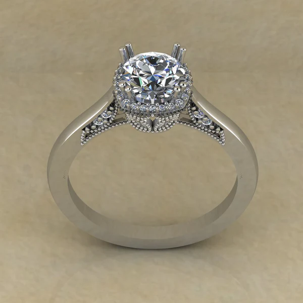 Round Cut Moissanite Halo Diamond Vintage Engagement Ring, Moissanite Wedding Ring, Silver Moissanite Diamond Women Ring, Proposal Gold Ring For Her