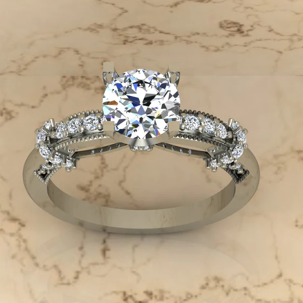 Round Moissanite Solitaire Diamond Vintage Engagement Ring, Moissanite Wedding Ring, Silver Moissanite Diamond Women Ring, Proposal Gold Ring For Her