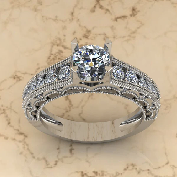 Round Moissanite Solitaire Diamond Vintage Engagement Ring, Moissanite Wedding Ring, Silver Moissanite Diamond Women Ring, Proposal Gold Ring For Her