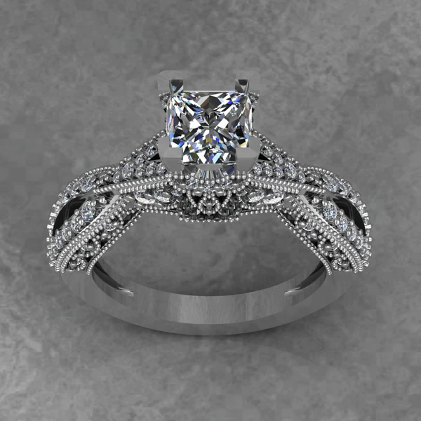 Princess Cut Moissanite Solitaire Diamond Vintage Engagement Ring, Moissanite Wedding Ring, Silver Moissanite Diamond Women Ring, Proposal Gold Ring For Her