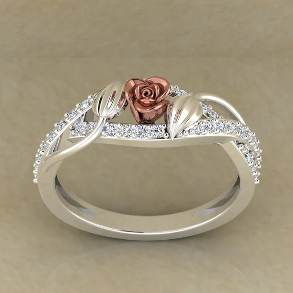 Round Moissanite Diamond Rose Shape Engagement Ring, Moissanite Diamond Engagement Ring, Sterling Silver Wedding Ring For Bridal, Solid Gold Anniversary Ring Gift For Her