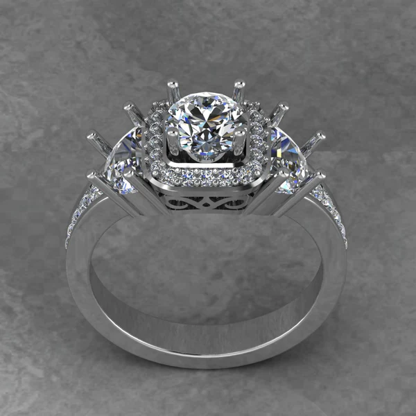 Round & Pear Moissanite Halo Diamond Vintage Engagement Ring, Moissanite Wedding Ring, Silver Moissanite Diamond Women Ring, Proposal Gold Ring For Her