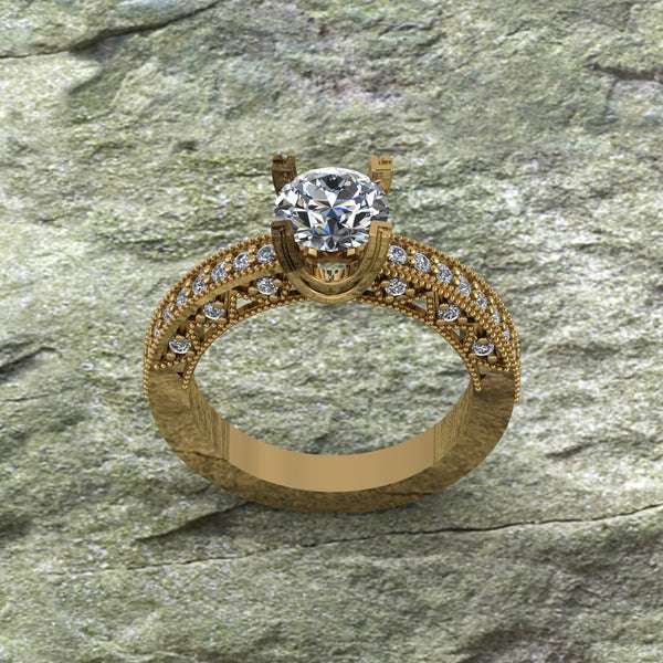 Round Cut Moissanite Solitaire Diamond Vintage Engagement Ring, Moissanite Wedding Ring, Silver Moissanite Diamond Women Ring, Proposal Gold Ring For Her