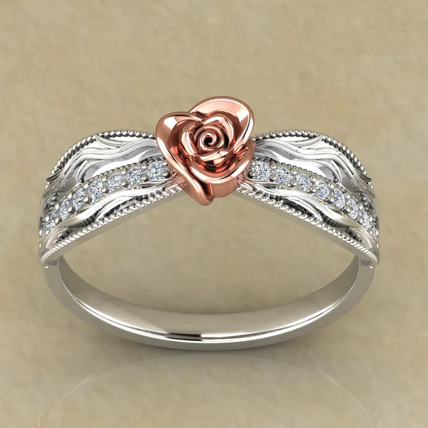 Round Moissanite Diamond Rose Shape Engagement Ring, Moissanite Diamond Engagement Ring, Sterling Silver Wedding Ring For Bridal, Solid Gold Anniversary Ring Gift For Her