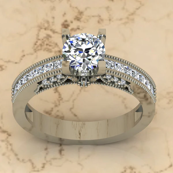 Round Moissanite Solitaire Diamond Vintage Engagement Ring, Moissanite Wedding Ring, Silver Moissanite Diamond Women Ring, Proposal Gold Ring For Her