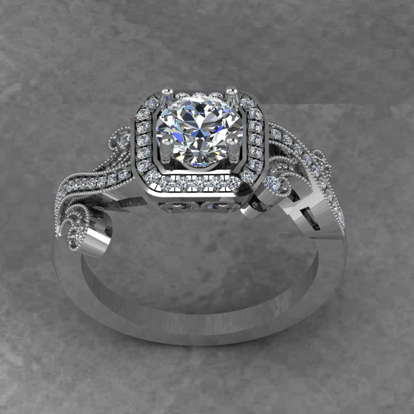 Round Moissanite Halo Diamond Vintage Engagement Ring, Moissanite Wedding Ring, Silver Moissanite Diamond Women Ring, Proposal Gold Ring For Her