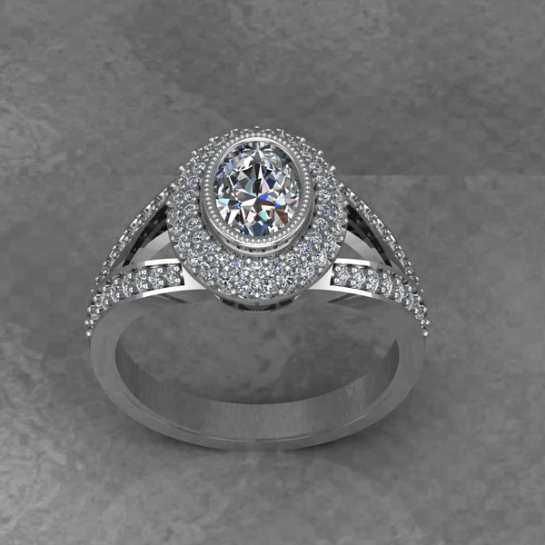 Oval Cut Moissanite Double Halo Diamond Vintage Engagement Ring, Moissanite Wedding Ring, Silver Moissanite Diamond Women Ring, Proposal Gold Ring For Her