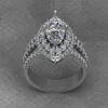 Marquise Cut Moissanite Halo Diamond Vintage Engagement Ring, Moissanite Wedding Ring, Silver Moissanite Diamond Women Ring, Proposal Gold Ring For Her