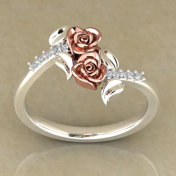 Round Moissanite Diamond Rose Shape Engagement Ring, Moissanite Diamond Engagement Ring, Sterling Silver Wedding Ring For Bridal, Solid Gold Anniversary Ring Gift For Her