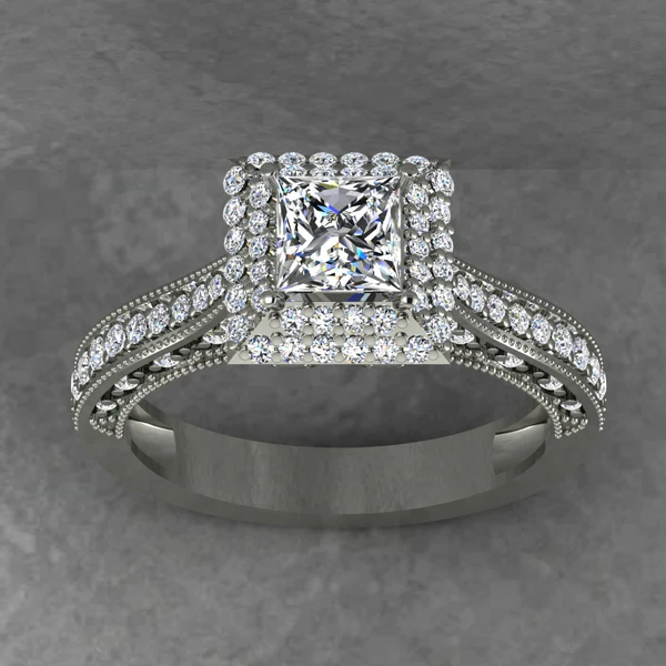 05_f0e32fdc-cf37-4fea-bde6-75832876490c_600x600 Princess Cut Moissanite Double Halo Diamond Vintage Engagement Ring, Moissanite Wedding Ring, Silver Moissanite Diamond Women Ring, Proposal Gold Ring For Her