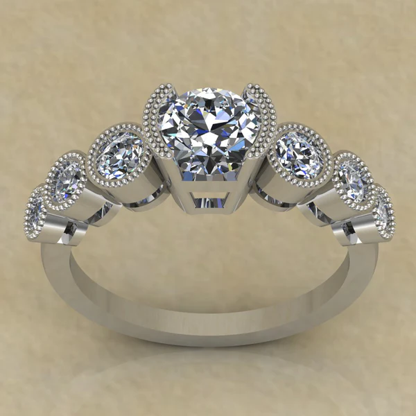 Round Cut Moissanite Solitaire Diamond Vintage Engagement Ring, Moissanite Wedding Ring, Silver Moissanite Diamond Women Ring, Proposal Gold Ring For Her