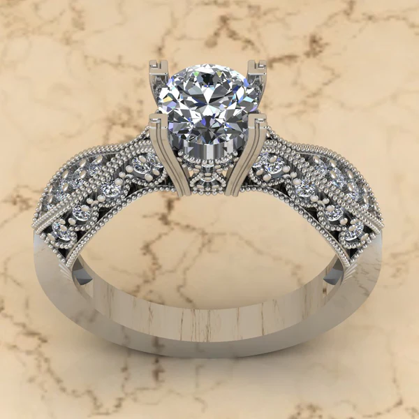 Round Moissanite Solitaire Diamond Vintage Engagement Ring, Moissanite Wedding Ring, Silver Moissanite Diamond Women Ring, Proposal Gold Ring For Her