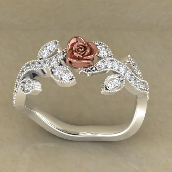 Round Moissanite Diamond Rose Shape Engagement Ring, Moissanite Diamond Engagement Ring, Sterling Silver Wedding Ring For Bridal, Solid Gold Anniversary Ring Gift For Her