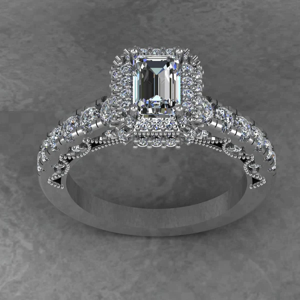 06_600x600 Emerald Cut Moissanite Halo Diamond Vintage Engagement Ring, Moissanite Wedding Ring, Silver Moissanite Diamond Women Ring, Proposal Gold Ring For Her