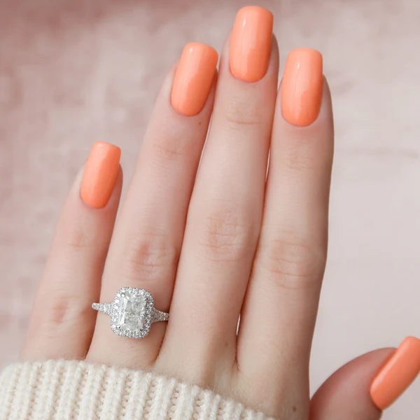 Radiant Moissanite Halo Diamond Engagement Ring, Sterling Silver Moissanite Diamond Wedding Ring For Bridal, 10K/14K Gold Anniversary Diamond Ring For Gift