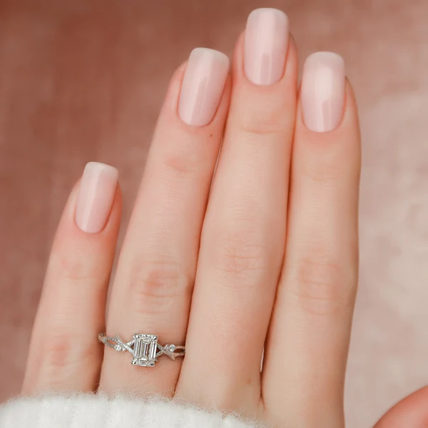 Emerald Moissanite Solitaire Diamond Engagement Ring, Sterling Silver Moissanite Diamond Wedding Ring For Bridal, 10K/14K Gold Anniversary Diamond Ring For Gift