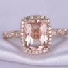 2 carat Pink Morganite Ring Vintage Morganite Engagement Ring Cushion Cut 14k Rose gold Diamond Wedding Natural Morganite Ring