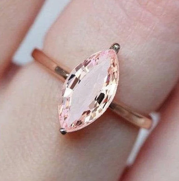 1_0864e50e-ee19-4fb0-91fe-b7d05a58f53e_600x600 Marquise Morganite Engagement Ring Peach Pink Morganite Wedding Ring Women Solitaire Engagement Ring Morganite Promise Ring for Her