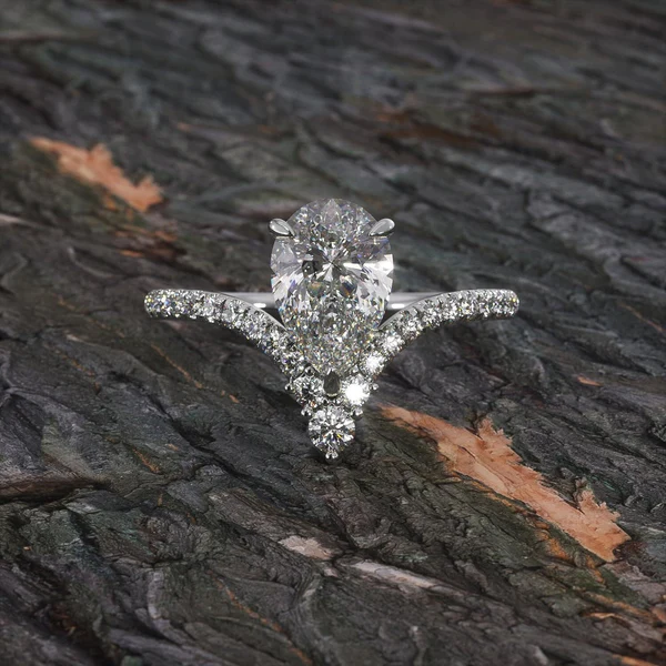 Pear Moissanite Solitaire Diamond Engagement Ring, Sterling Silver Moissanite Diamond Wedding Ring For Bridal, 10K/14K Gold Anniversary Diamond Ring For Gift