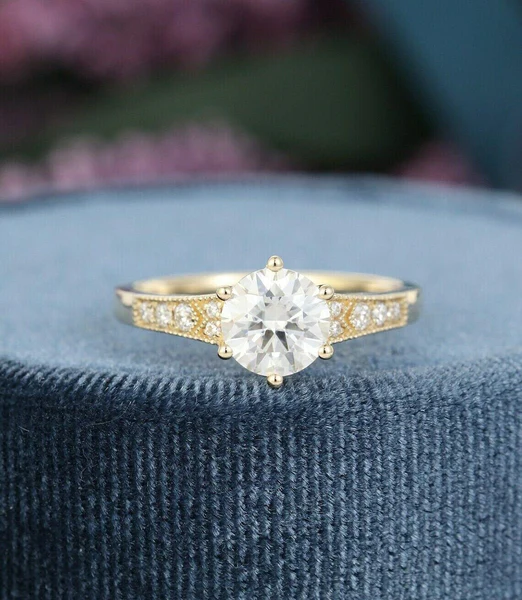 1_0f944870-750c-4756-b33d-ee3723a8f18b_600x600 Round Moissanite Solitaire Diamond Engagement Ring, Moissanite Wedding Ring, Silver Moissanite Diamond Women Ring, Proposal Gold Ring For Her